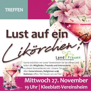 Lust auf ein Likörchen? Wir laden zum Kennenlernen und gemeinsamen Spielen ein